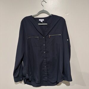Calvin Klein Women's Navy Blouse